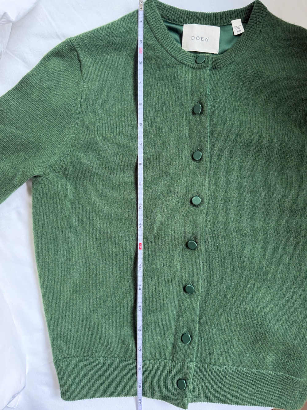 Doen Tess 3/4 Sleeve Wool and Cashmere Cardigan Sweater in Ivy - Picture 10 of 10